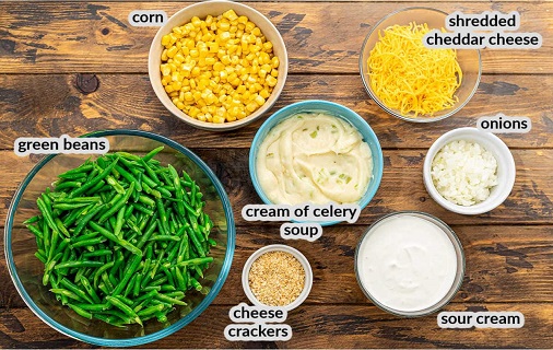 Green bean and corn casserole ingredients