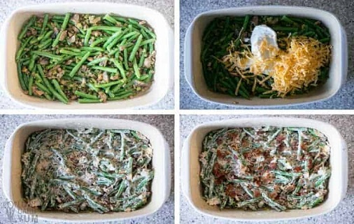 Green bean and corn casserole making process