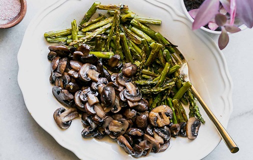 roasted asparagus and mushrooms