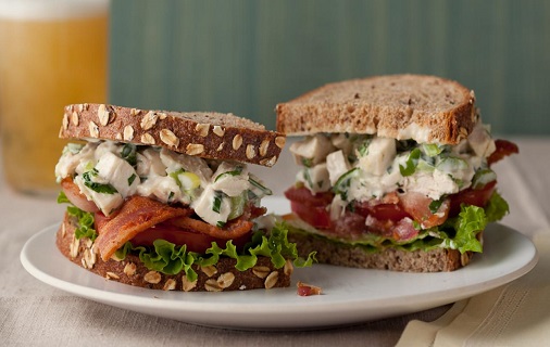 protein bread serving with chicken salad